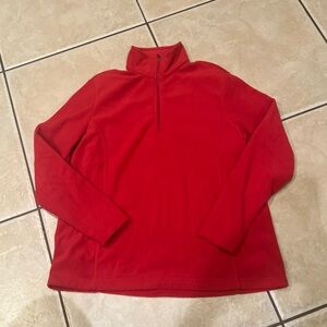 Lands' End Womens Fleece Pullover Size M 10/-12 Red 1/4 Zip Long Sleeve Jacket